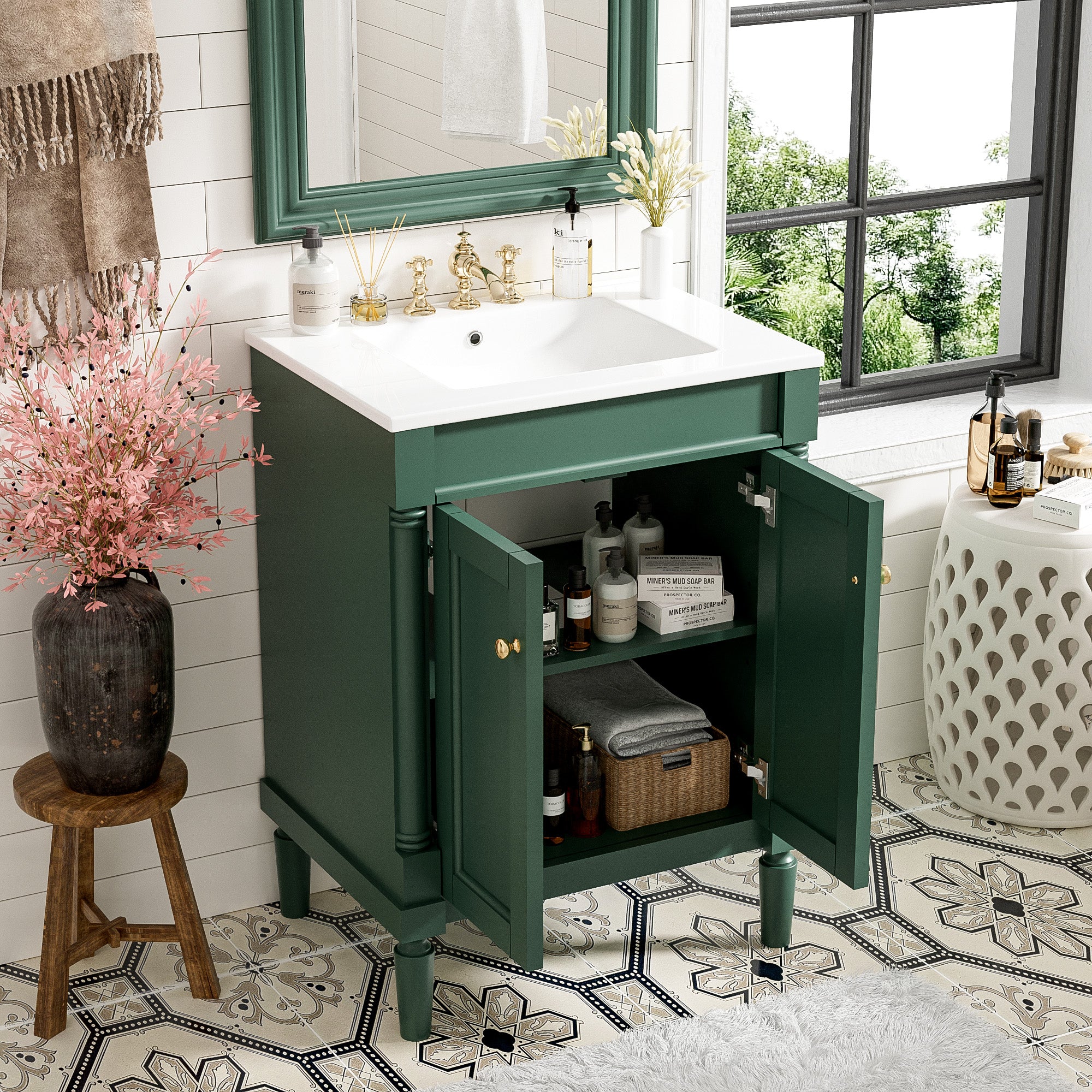 24 in. bathroom vanity top sink close-up view