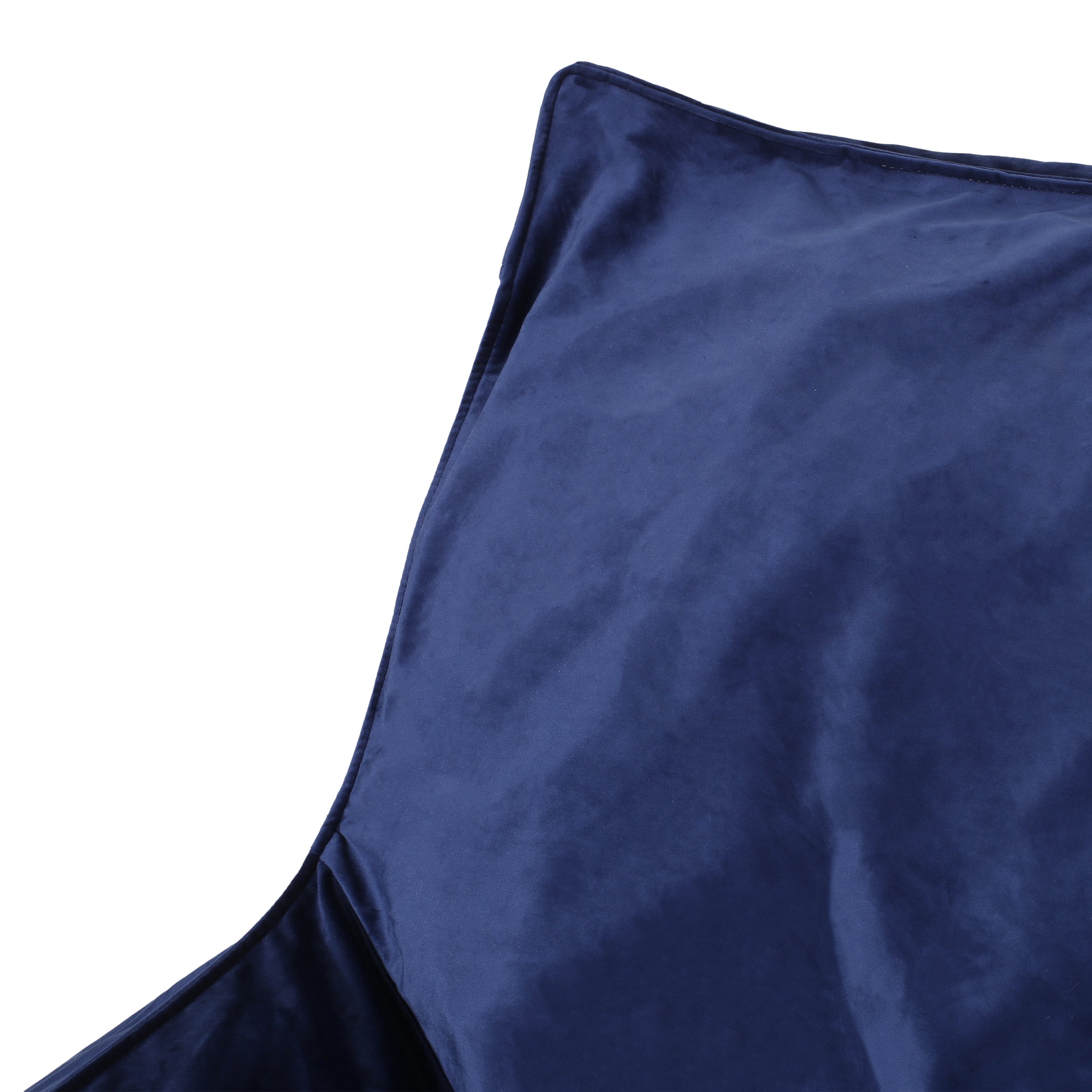 Allea Velveteen Bean Bag Chair with Armrests, Navy Blue