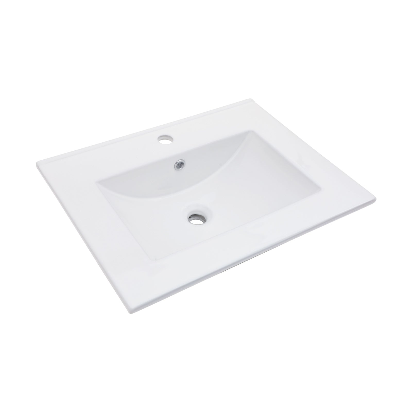 24"x18" White Rectangular Single Vanity Top with 1 Faucet Hole and Overflow(Sink Only)