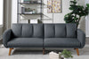 Elegant Modern Sofa Blue Grey Color Polyfiber 1pc Sofa Convertible Bed Wooden Legs Living Room Lounge Guest Furniture