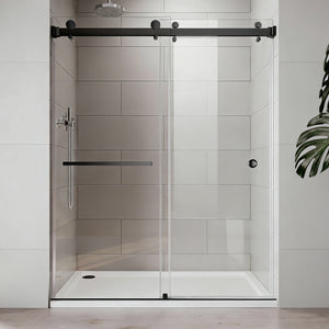 55-60 x 72-75 in Sliding Shower Door - 55-59 x 72 in / Matte Black / Frameless view 1