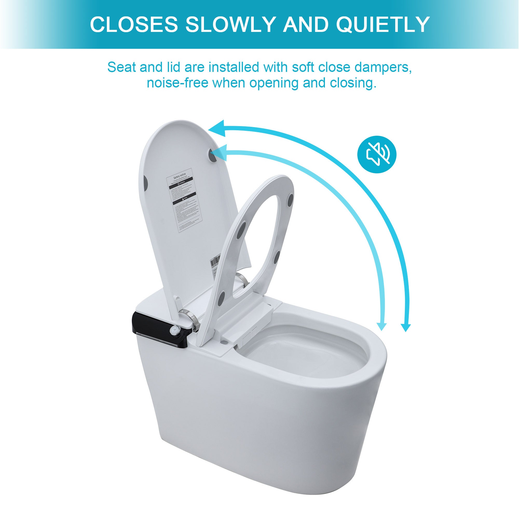 Smart Toilet with Bidet Built in, Auto Open & Close, Elongated Heated seat, Foot Sensor Flush, LED Display, Warm Water Wash, Dryer, Night Light