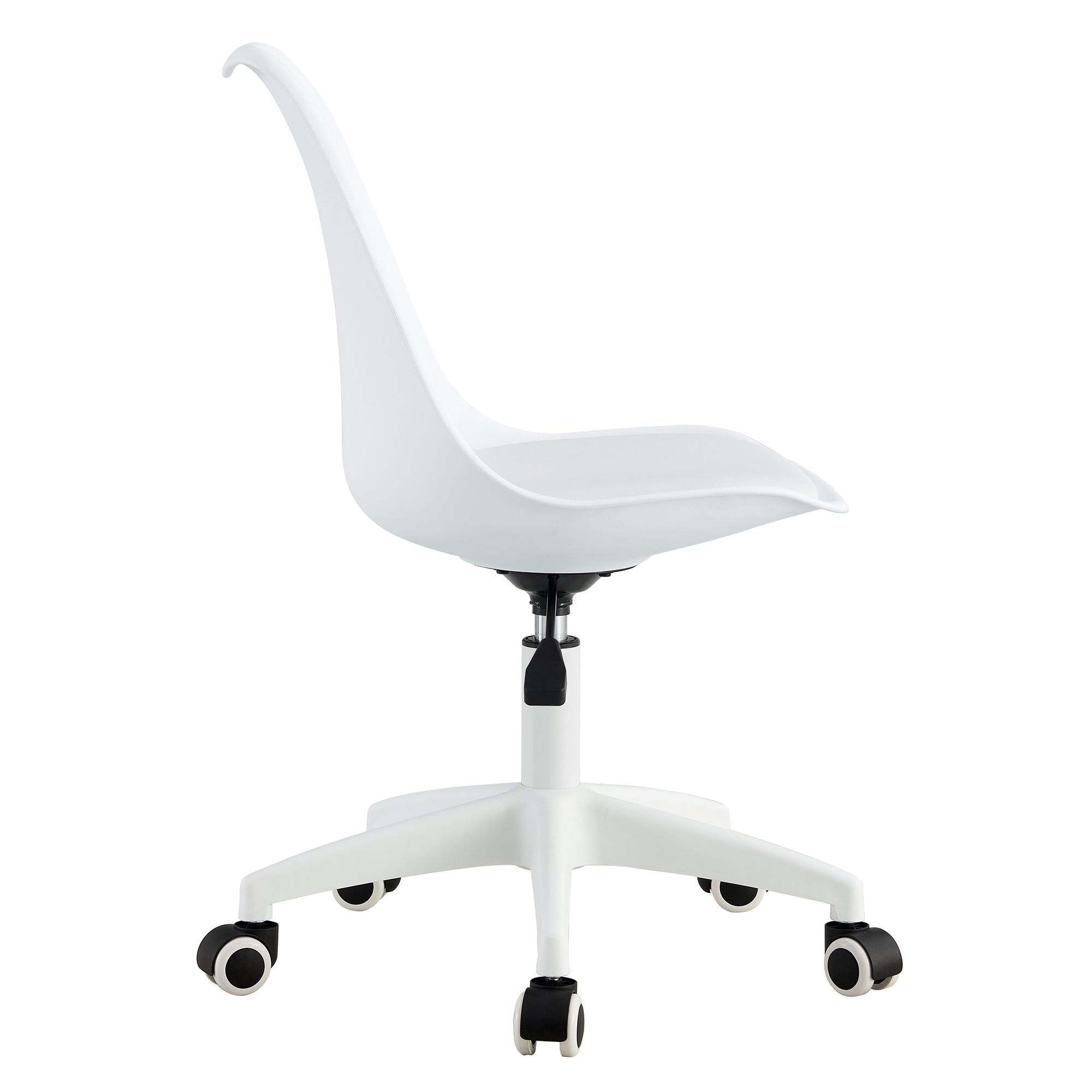 Modern Home Office Desk Chairs, Adjustable 360 °Swivel  Chair Engineering  Plastic Armless Swivel Computer  Chair With Wheels for Living Room, Bed Room Office Hotel Dining Room and White.