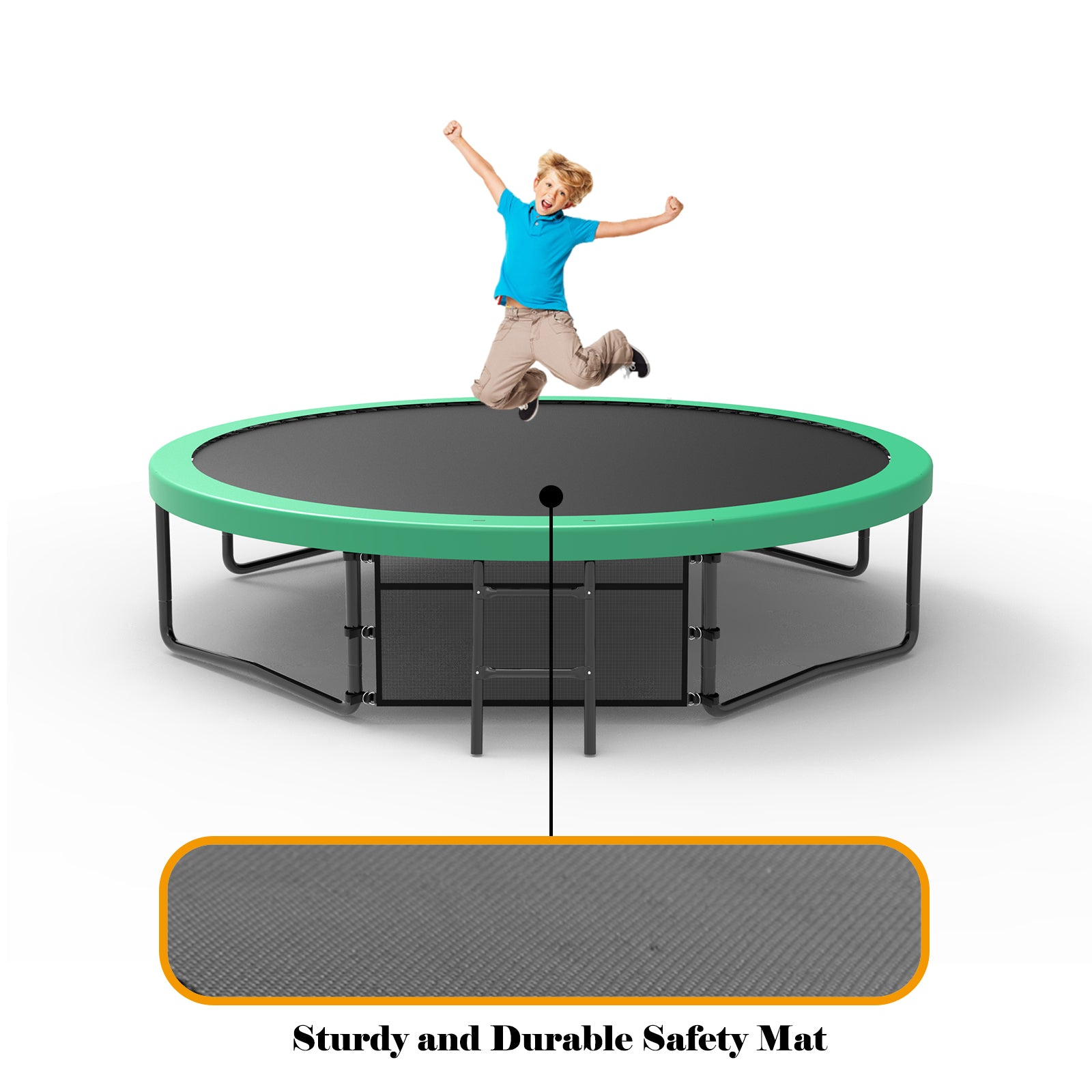 12FT Recreational Kids Trampoline with Safety Enclosure Net & Ladder, Outdoor Recreational Trampolines