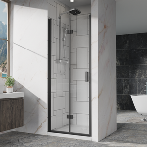 30 x 72 in Black Pivot Bifold Shower Door - 30 x 72 in / Matte Black view 1