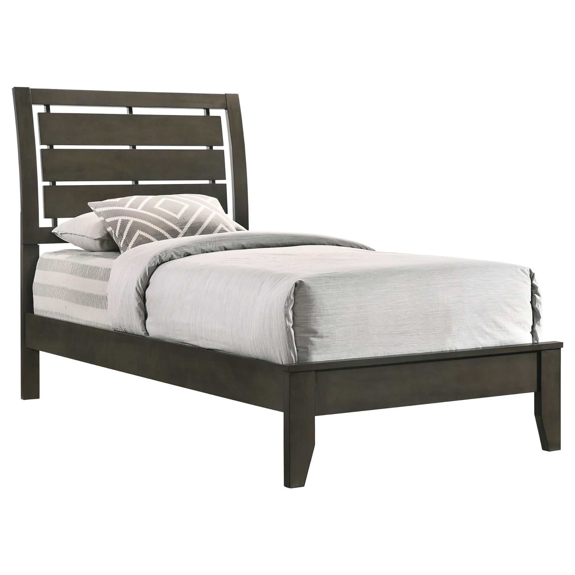 Mod Grey Slat Back Twin Panel Bed