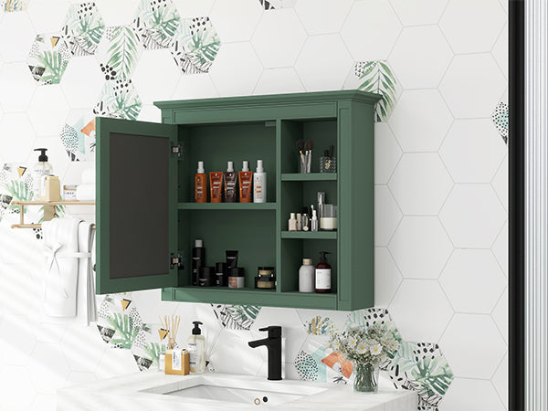 30'' x 28'' Medicine Cabinet, Wall Mounted Bathroom Storage Cabinet, Modern Bathroom Wall Cabinet with Mirror,Medicine Cabinet,  Mirror Cabinet with 3 Open Shelves (Not Include Bathroom Vanity )