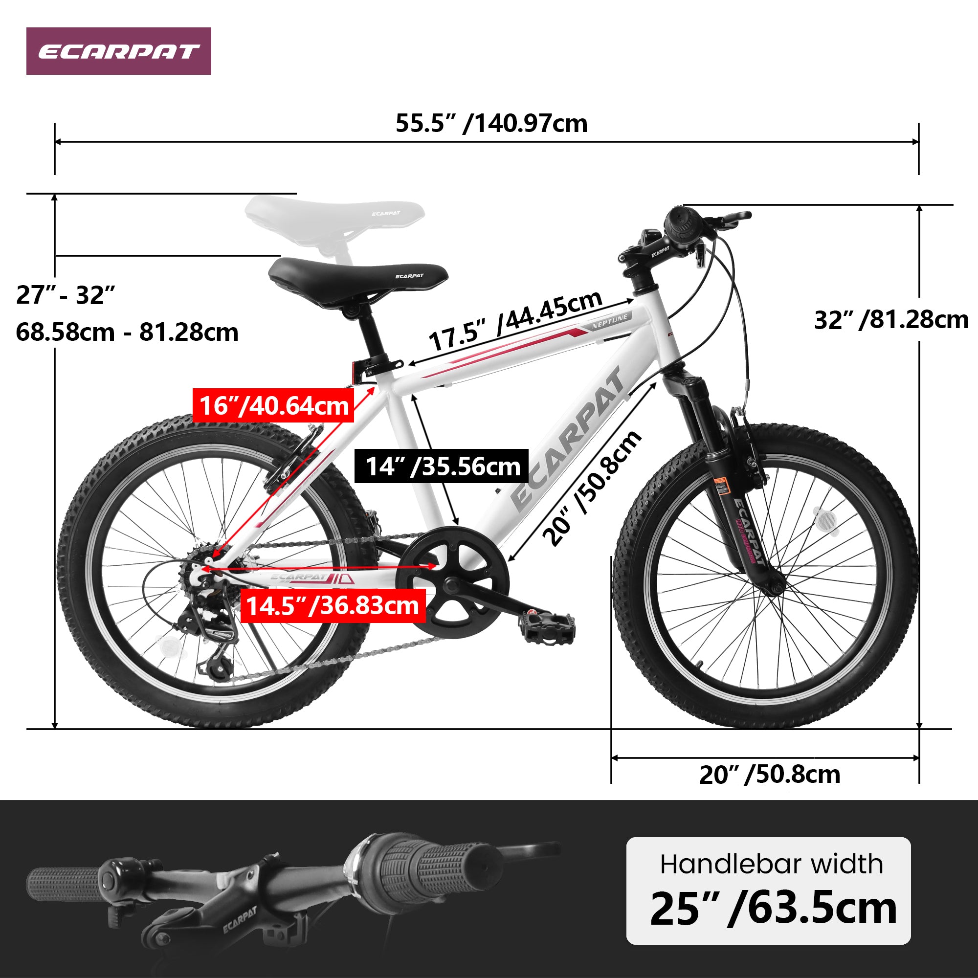 A20215 20 inch kids bike shock absorber front plug 7 speed turnbar transmission universal for boys and girls