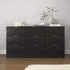 Black 9-drawer wooden dresser 63 inch chest of drawers front view