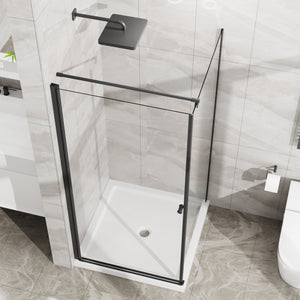 Corner frameless shower enclosure 36 in. clear glass front view