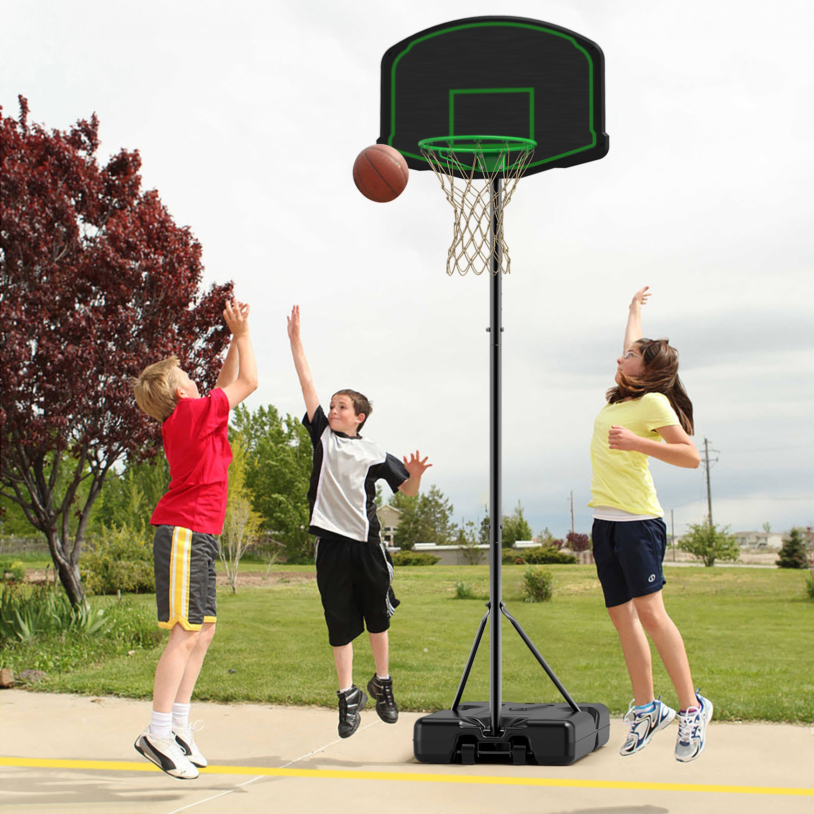 Basketball Hoop System Stand with 30in Backboard, Height Adjustable 60Inch-78Inch for Indoor Outdoor, Fillable Base with Wheels for Kids, Youth