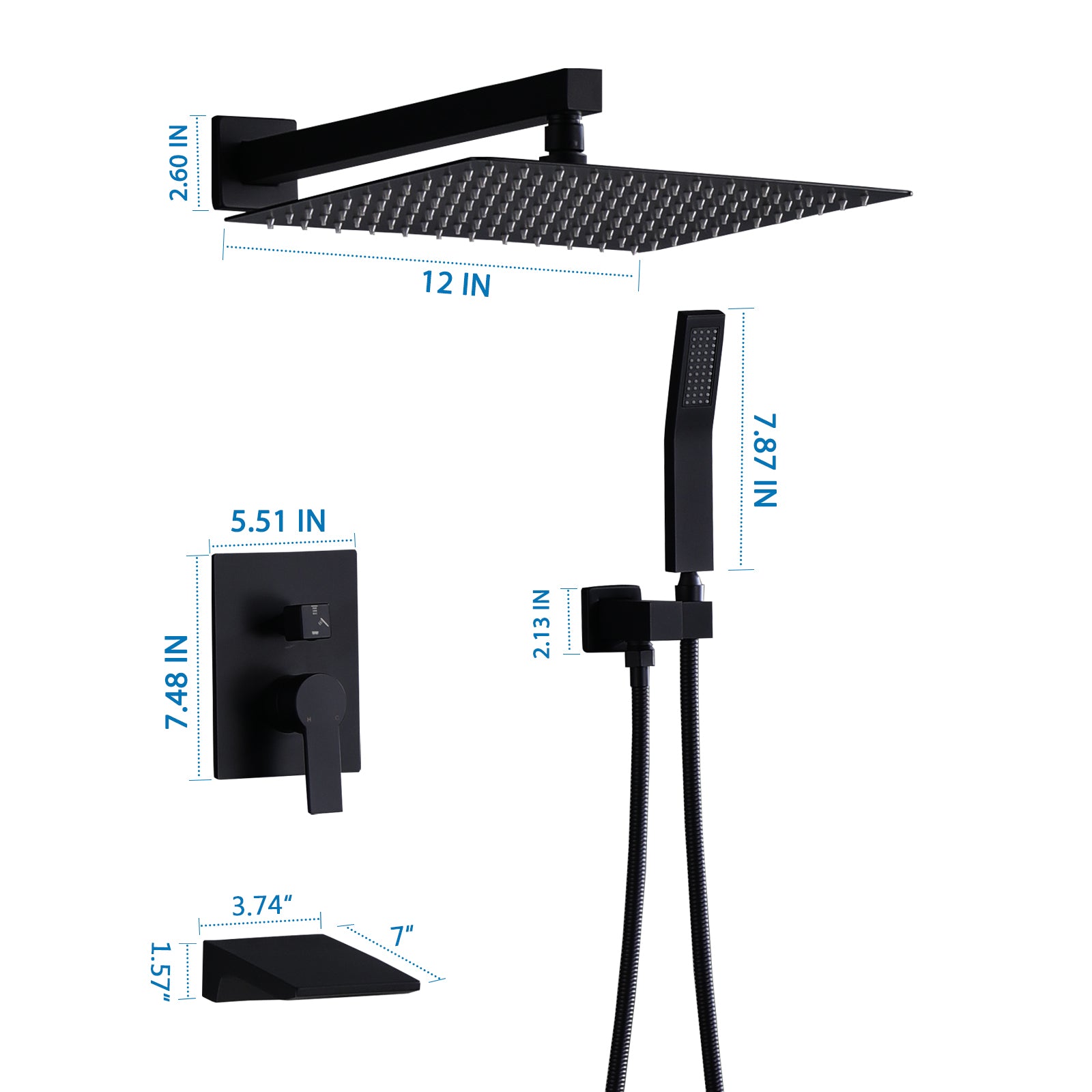 12inch Shower System With Handheld Shower Head