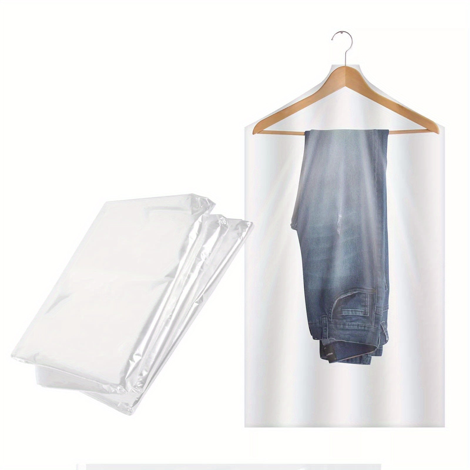 100Pcs Clear Plastic Dry Cleaning Bags – 24 x 40" Garment Bags for Hanging Clothes