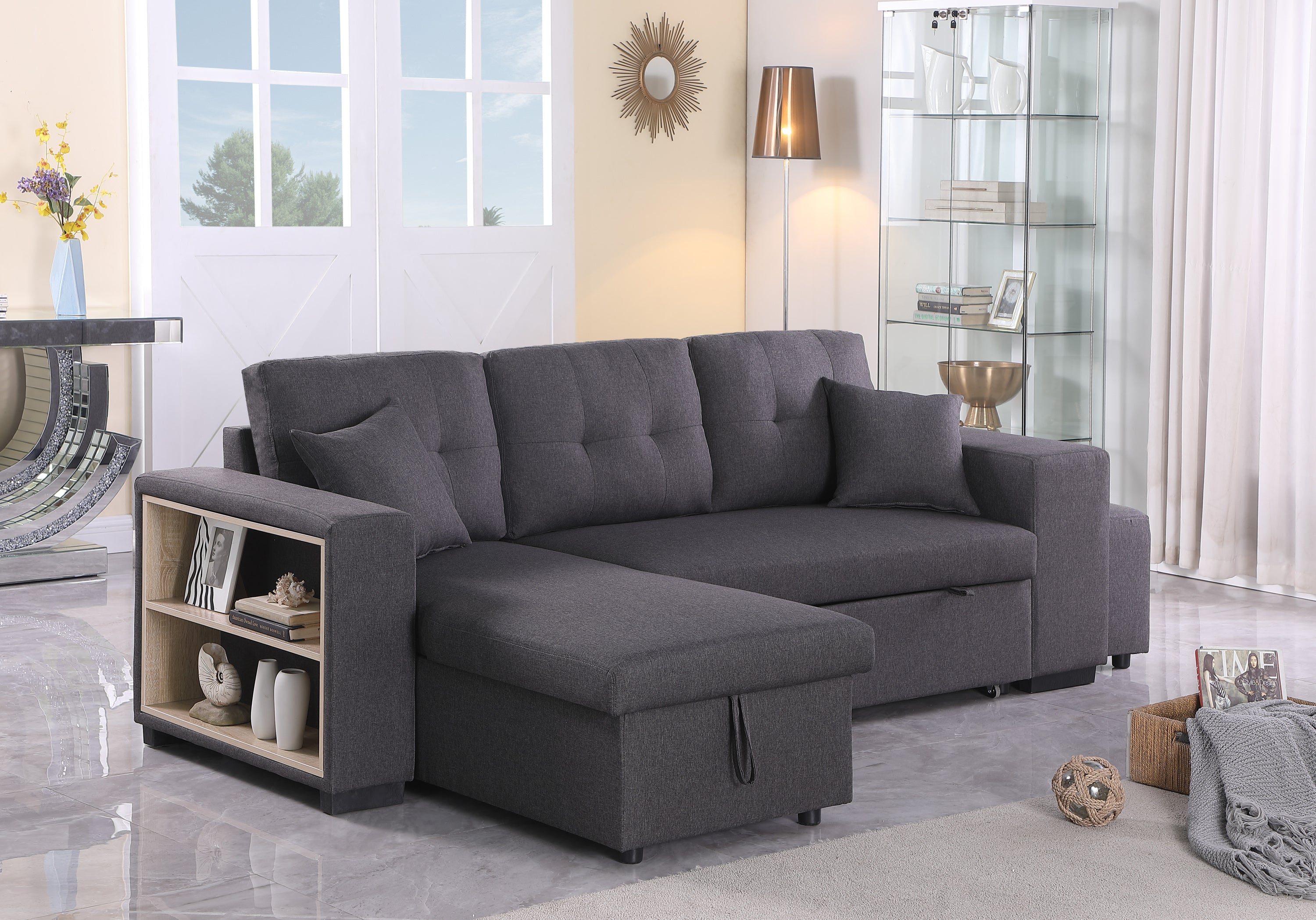 Daniel Upholstered Reversible Sectional with pull out loveseat