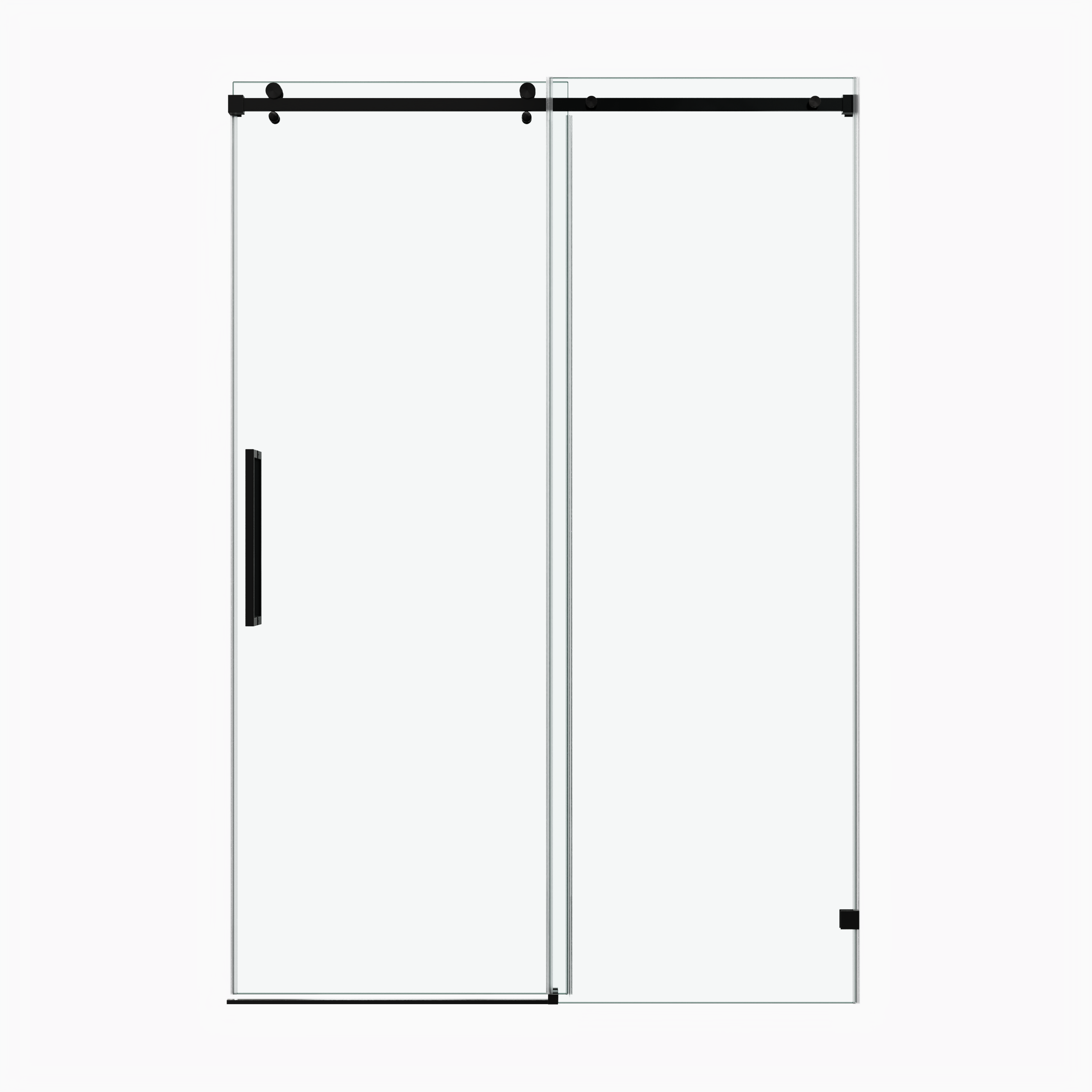 60 x 60 in Fixed and Sliding Square-Tube Shower Door - Matte Black finish view
