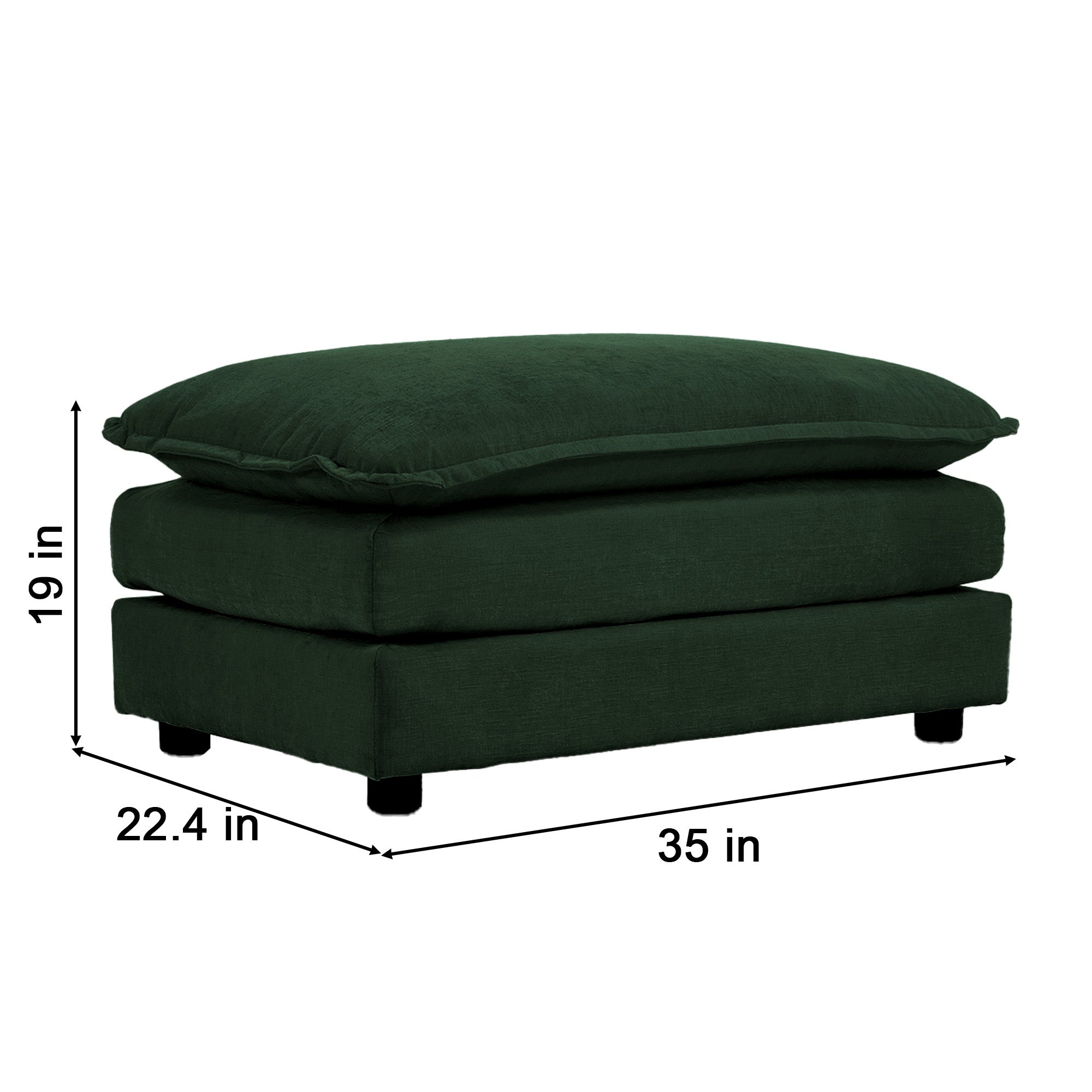 Free Combination Comfy Upholstery Modular Oversized L Shaped Sectional Sofa With Reversible Ottoman, Green Chenille