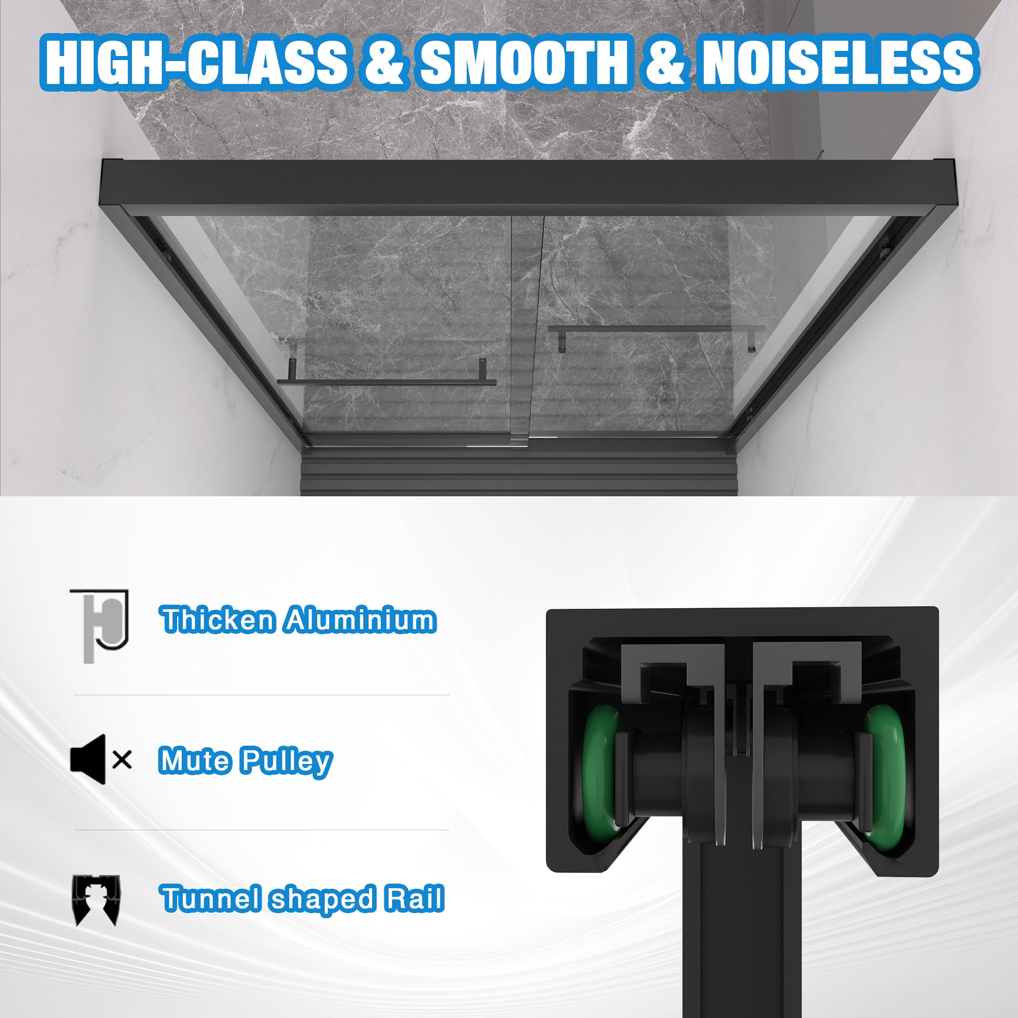 44-48 x 72 in Matte Black Bypass Shower Door - 44-48 x 72 in / Matte Black view 5