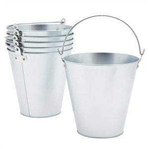 6 Pcs Large Galvanized Bucket in 7-inch 100 oz Metal Ice Bucket for Champagne, Beer, Soft Drinks in any Occasion