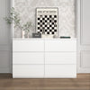 White wood 6-drawer dresser storage chest, front view