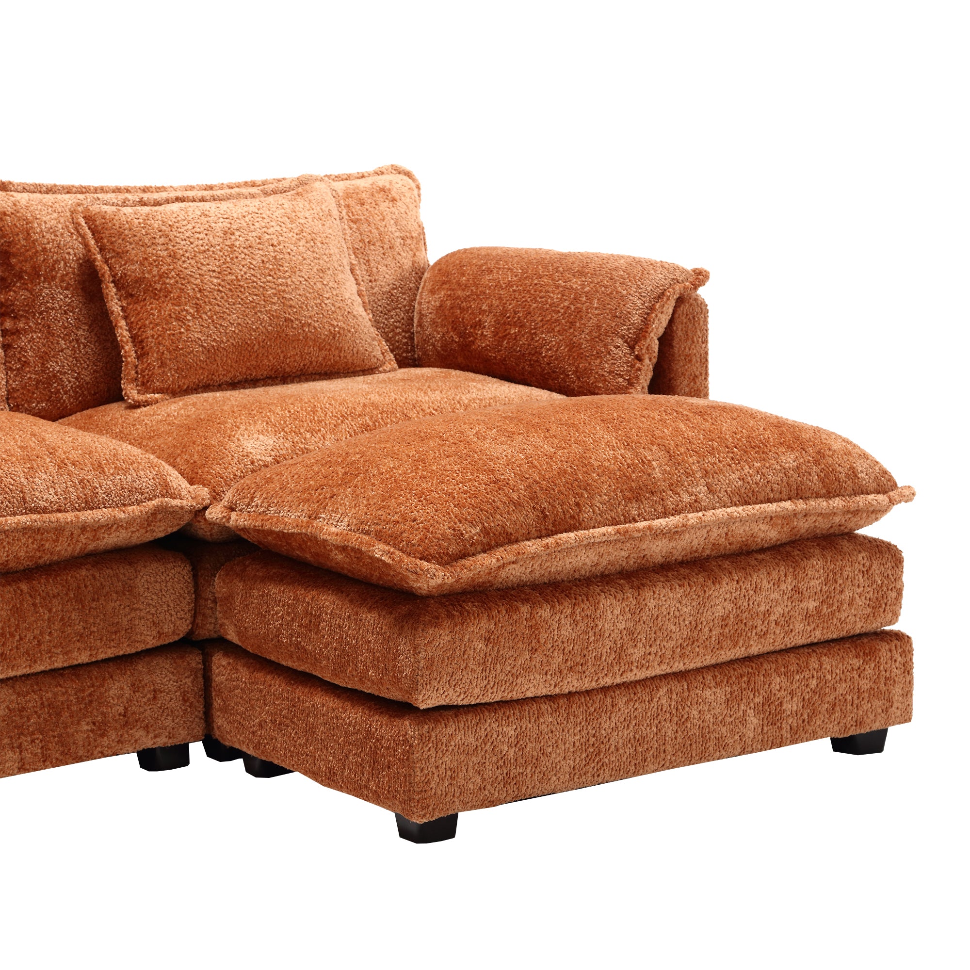 Modern Large boucle Fabric L-Shape Sectional Chenille fabric, movable pedals, detachable armrests, oversized three-seat Sofa