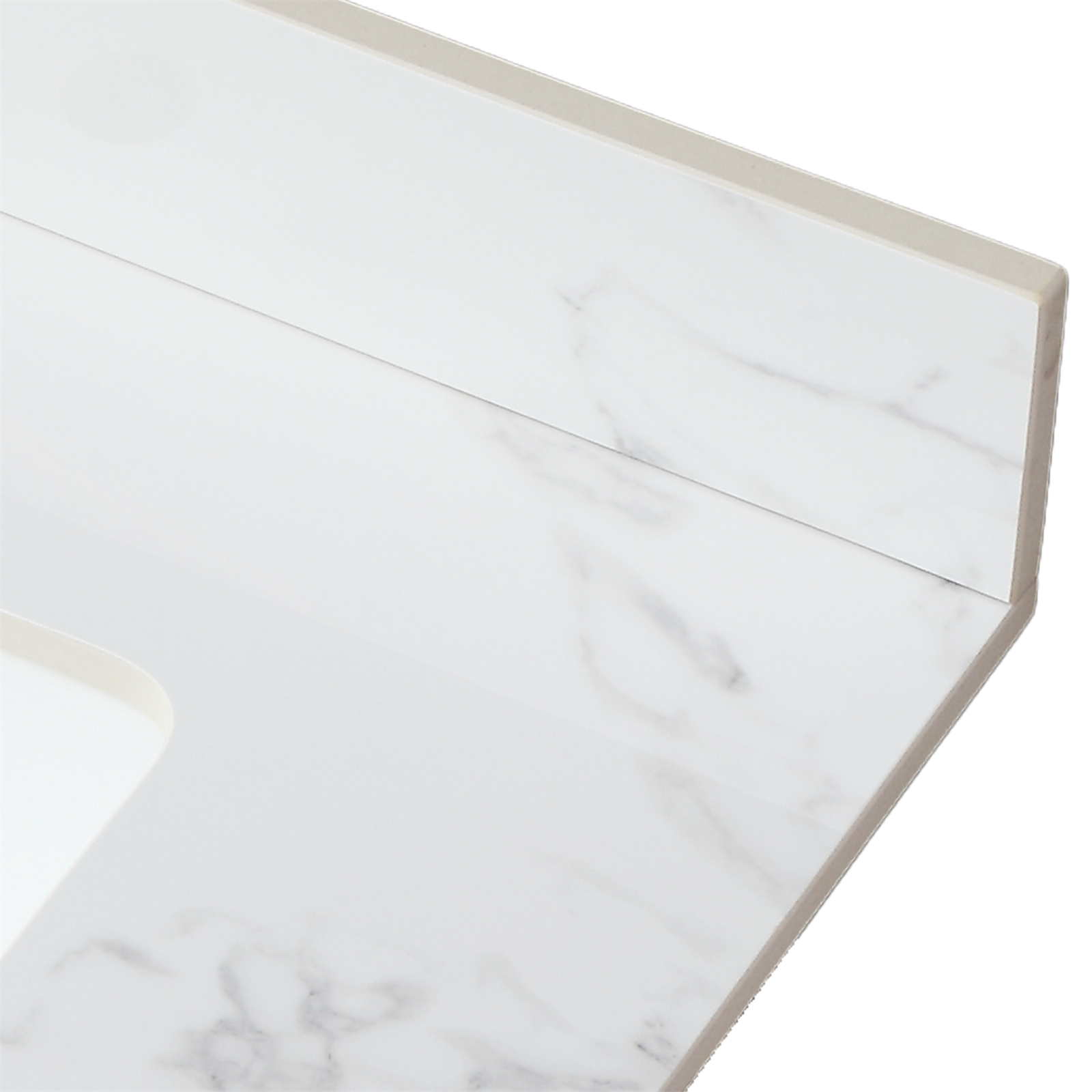 31"x22"Bathroom Vanity Top,sintered stone carra white  Barthroom Vanity Sink Tops with Rectangular Undermount Ceramic Sink with Vanity Backsplash, Single Faucet Hole Bathroom Vanity Countertop