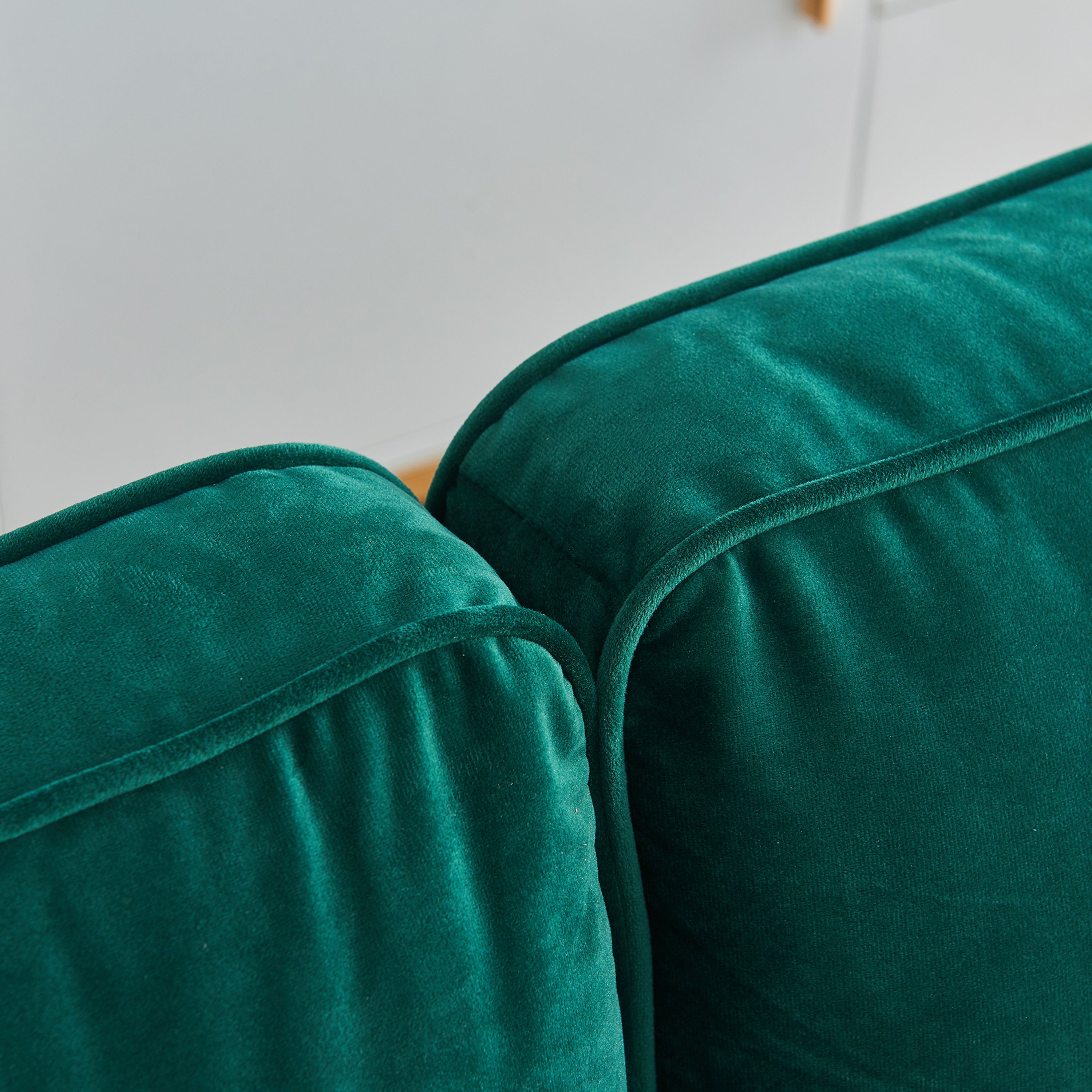 [VIDEO provided] 70'' Modern button tufted sofa with 2 throw pillows for living room,Emerald