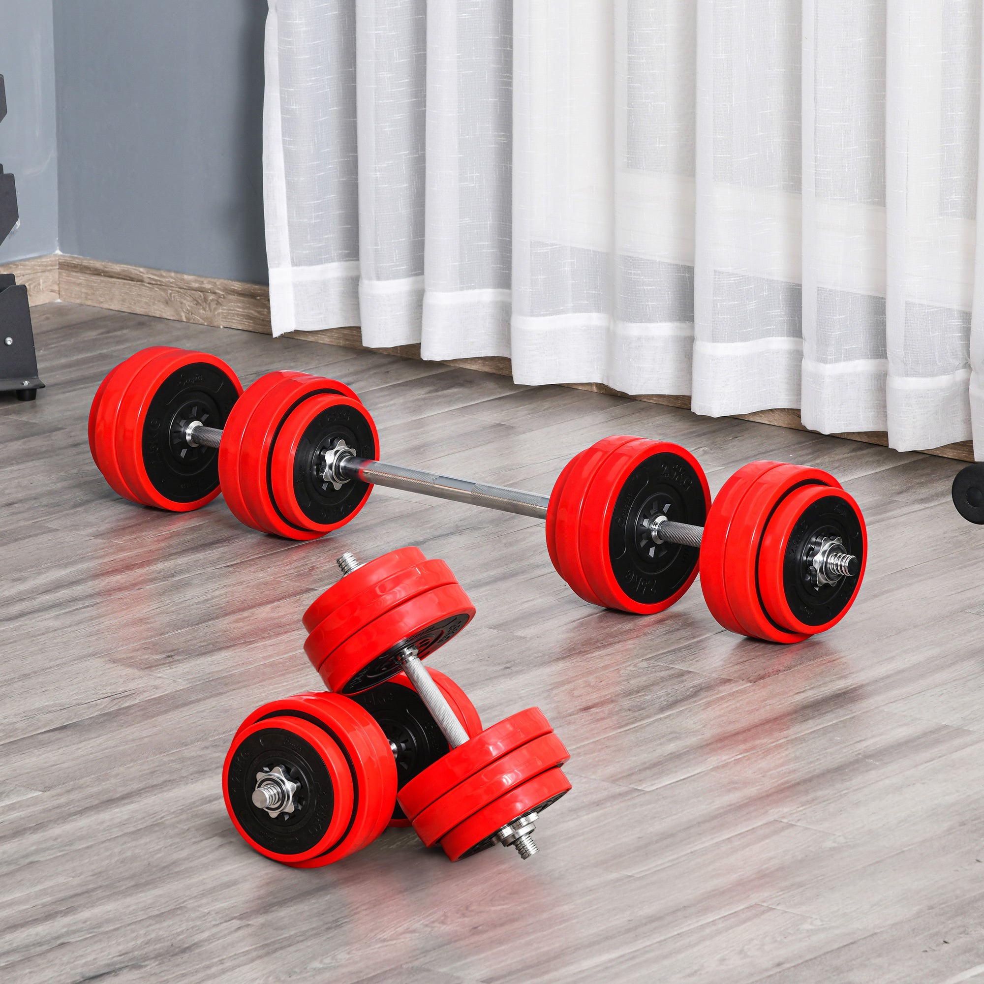 Soozier Adjustable Dumbbell Set, 66lbs Convertible to Barbell Weight Set for Home Gym Women and Men Weight Lifting Training