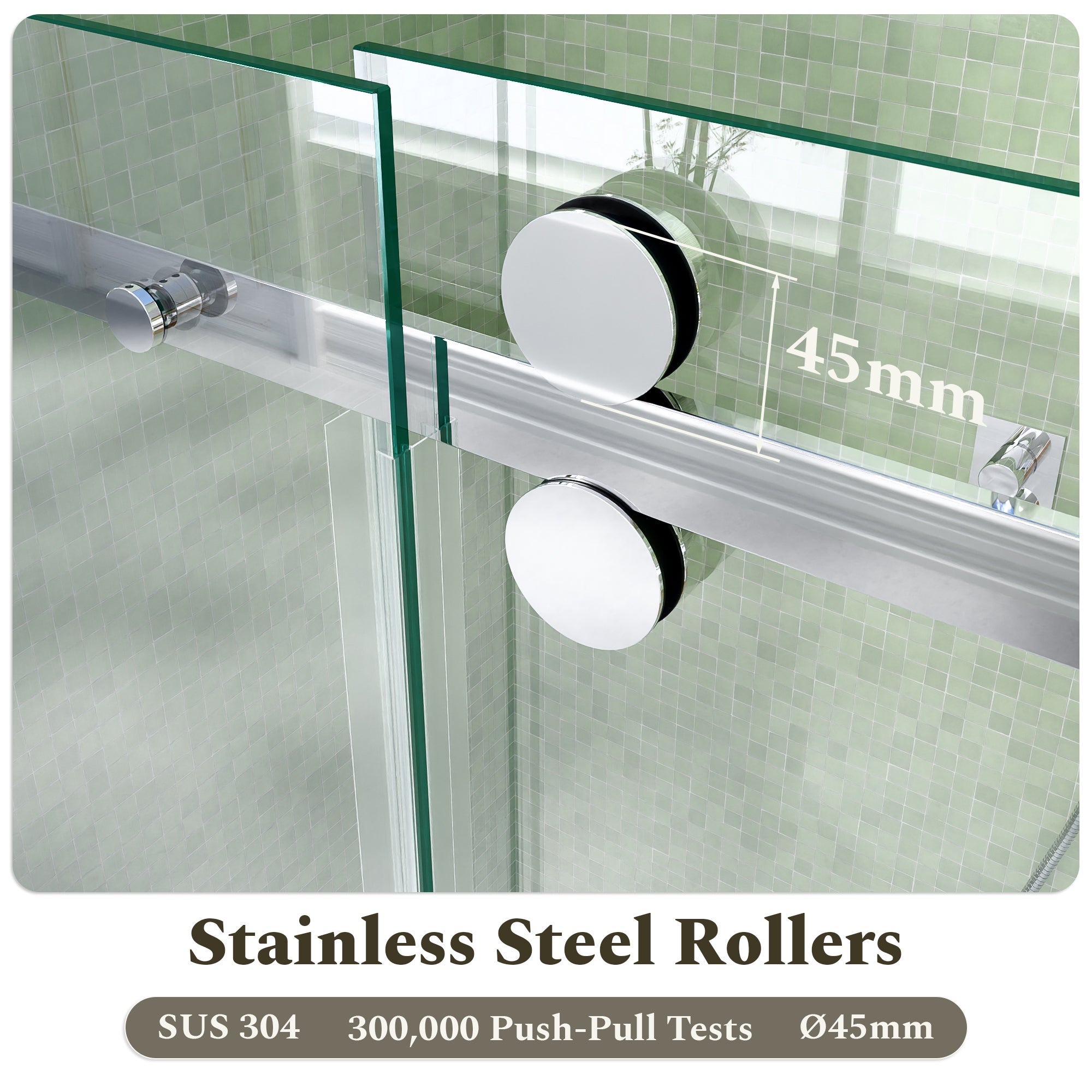 56-60 x 72 in Frameless Sliding Shower Door Enclosure - 56-60 x 72 in / Chrome view 5