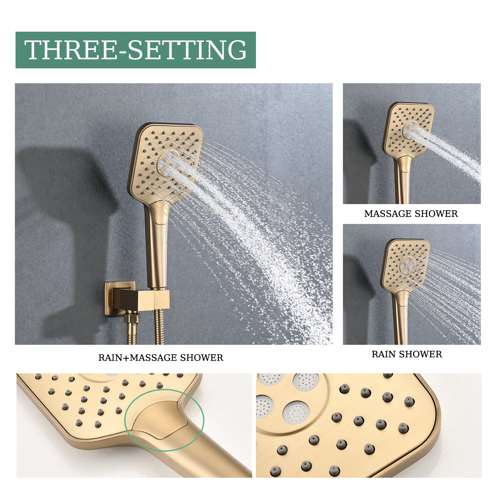 Shower Faucet Set, with Handheld Shower and Rainfall Shower Head Combination Set Wall Mounted Shower System with Tub Spout