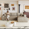 Camel corduroy L-shaped sectional sofa 103 inch front view