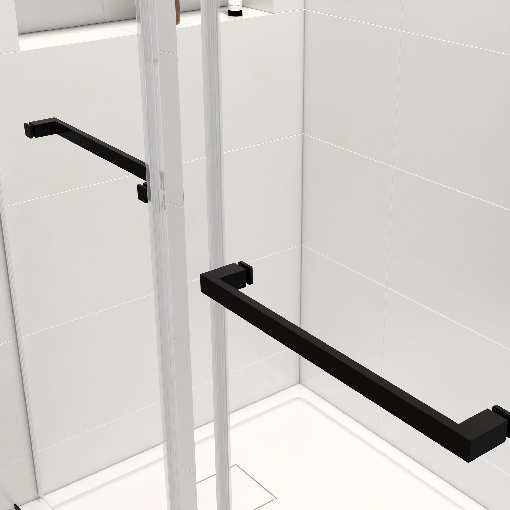 60"W x 76"H Double Sliding Frameless Shower Door Matte Black Without Buffer