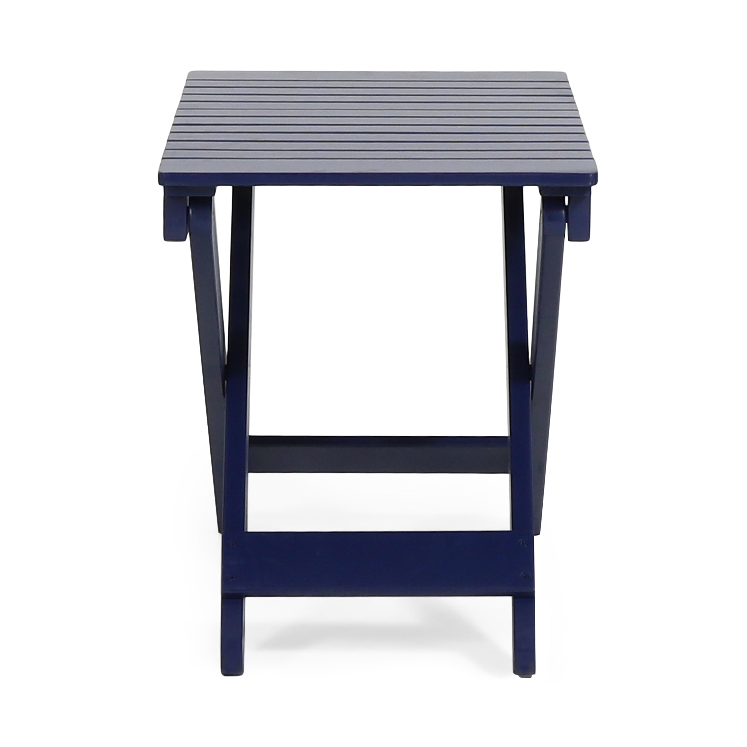 Outdoor Folding Wooden Side Table, Navy Blue, 15"D x 22.75"W x 18.25"H