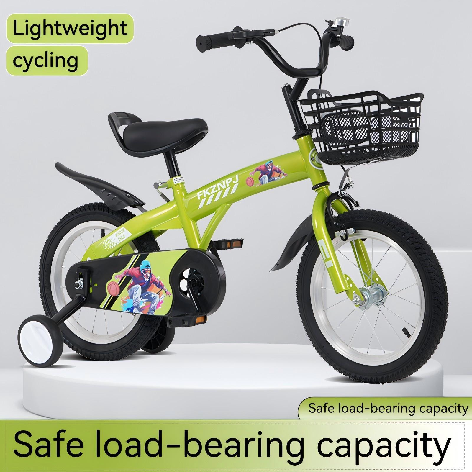 FKZNPJ 16 inch sporty kids bike with training wheels and stand Adjustable saddle Suitable for boys and girls aged 4-8 years tall Height 41-46 inches Available in a variety of colors