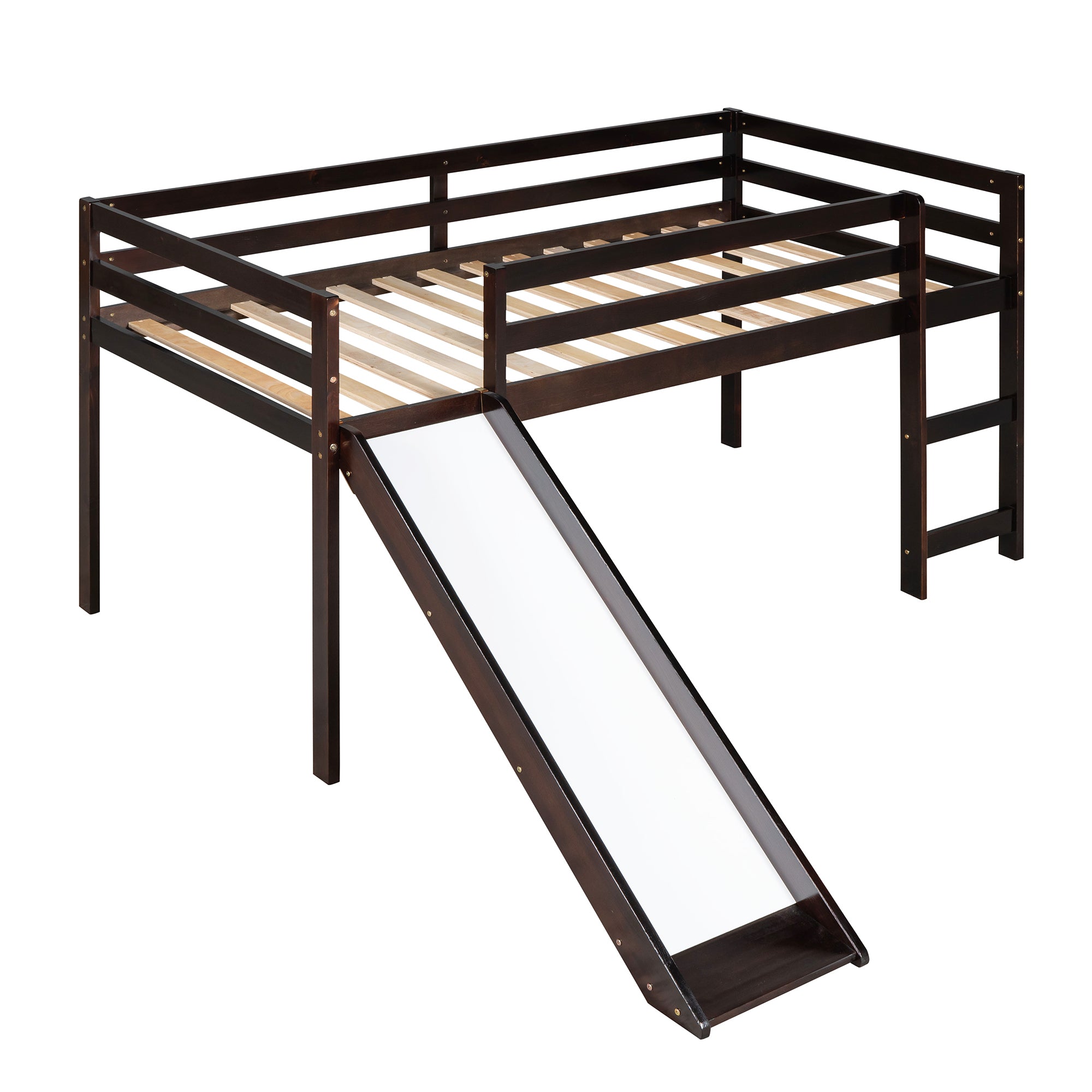 Loft Bed with Slide, Multifunctional Design, Twin (Espresso)(OLD SKU: WF191904AAP)