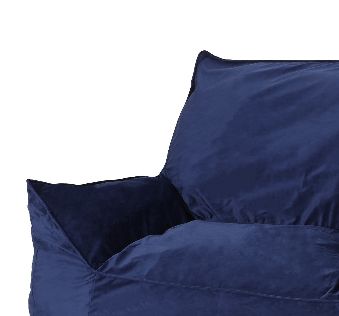 Allea Velveteen Bean Bag Chair with Armrests, Navy Blue