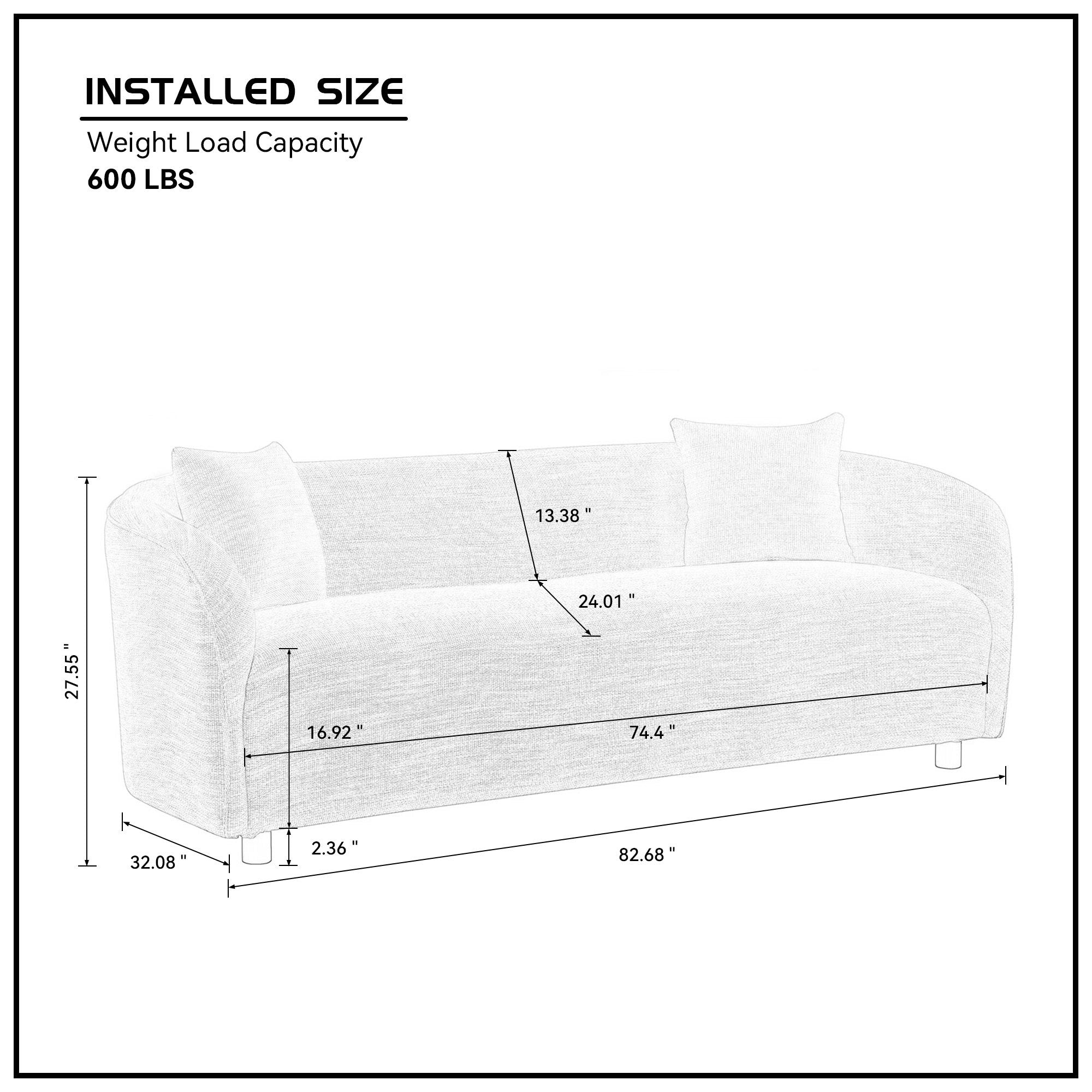 Modern Minimalist Sofa for Living Room Lounge Home Office, Color:Bishop Beige