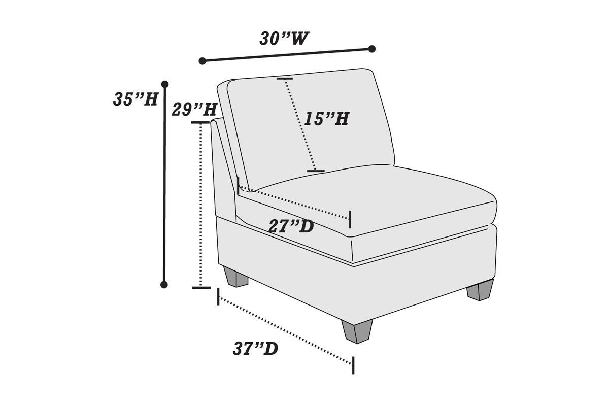 Contemporary 1pc Armless Chair Tan Color Chenille Fabric Modular Corner wedge Sofa Living Room Furniture