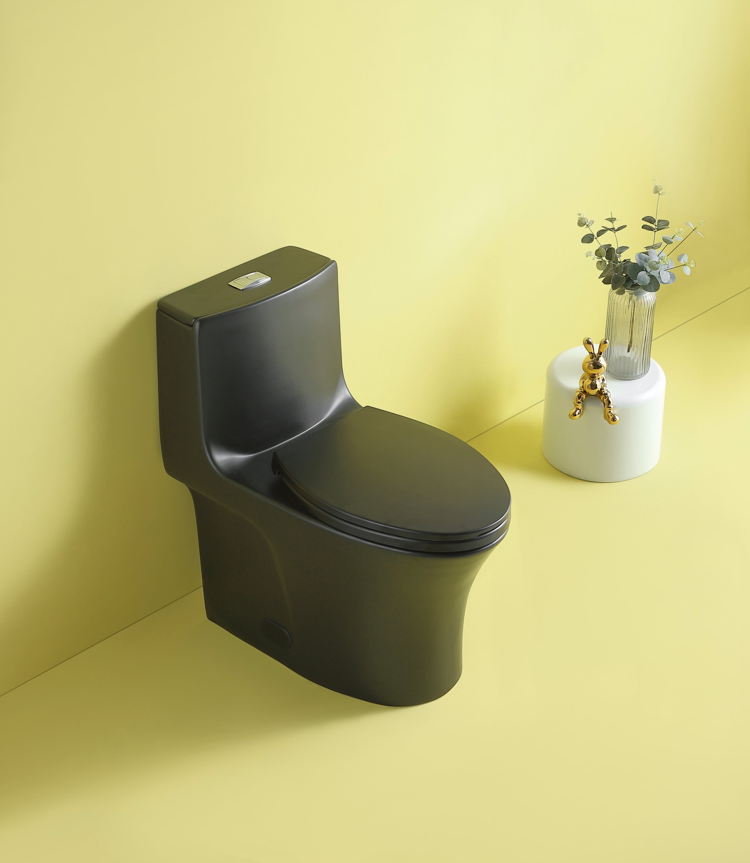 1.1/1.60 GPF Dual-Flush One Piece Toilet, Water-Saving Elongated Comfort Height Floor Mounted, Soft Closing Seat, 1000 Gram Map Flushing Score Toilet, Matte Black 23T02-MB