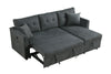 L-shaped sectional sofa bed with reversible storage chaise, front view