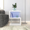 3 Tier S-Shaped End Table,High Gloss Side Table With Open Storage Shelf And USB Power Supply,White LED Coffee Table for Living Room,Bedroom.