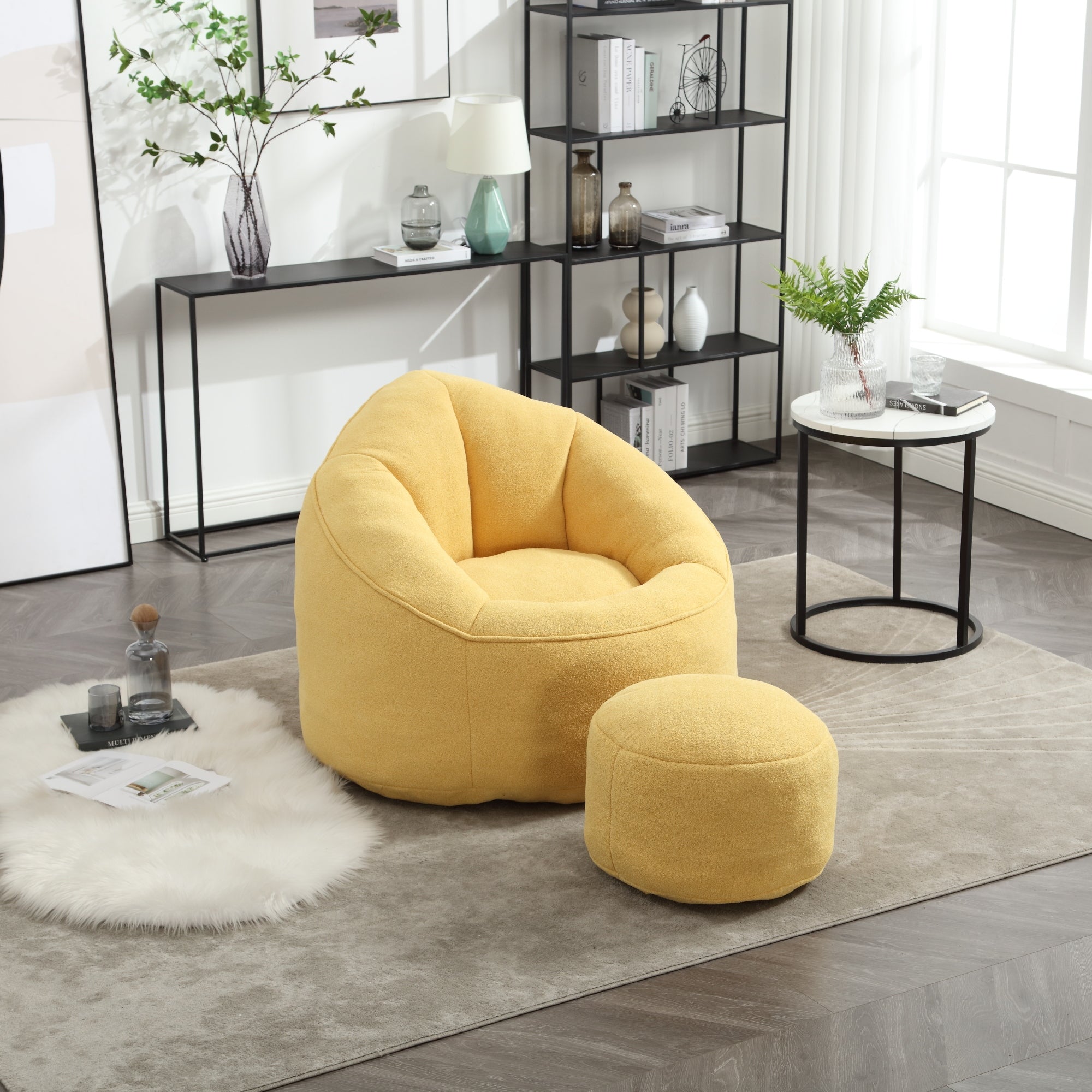 Bedding Bean Bag Sofa Chair High Pressure Foam Bean Bag Chair Adult Material with Padded Foam Padding Compressed Bean Bag With Footrest