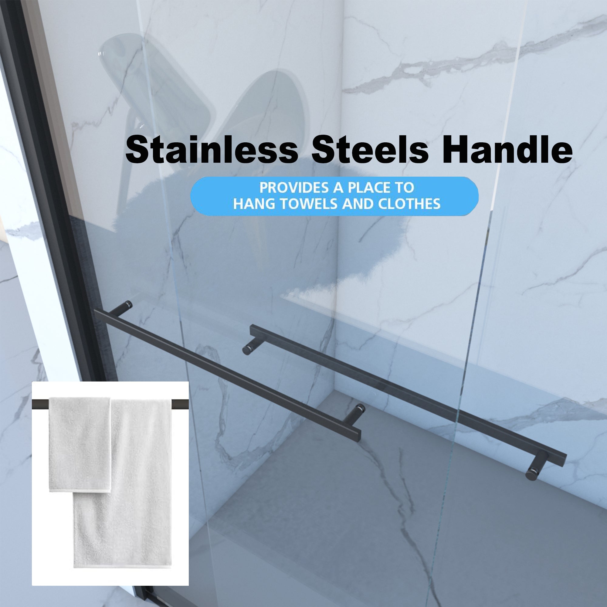 Sliding shower door panel and track detail
