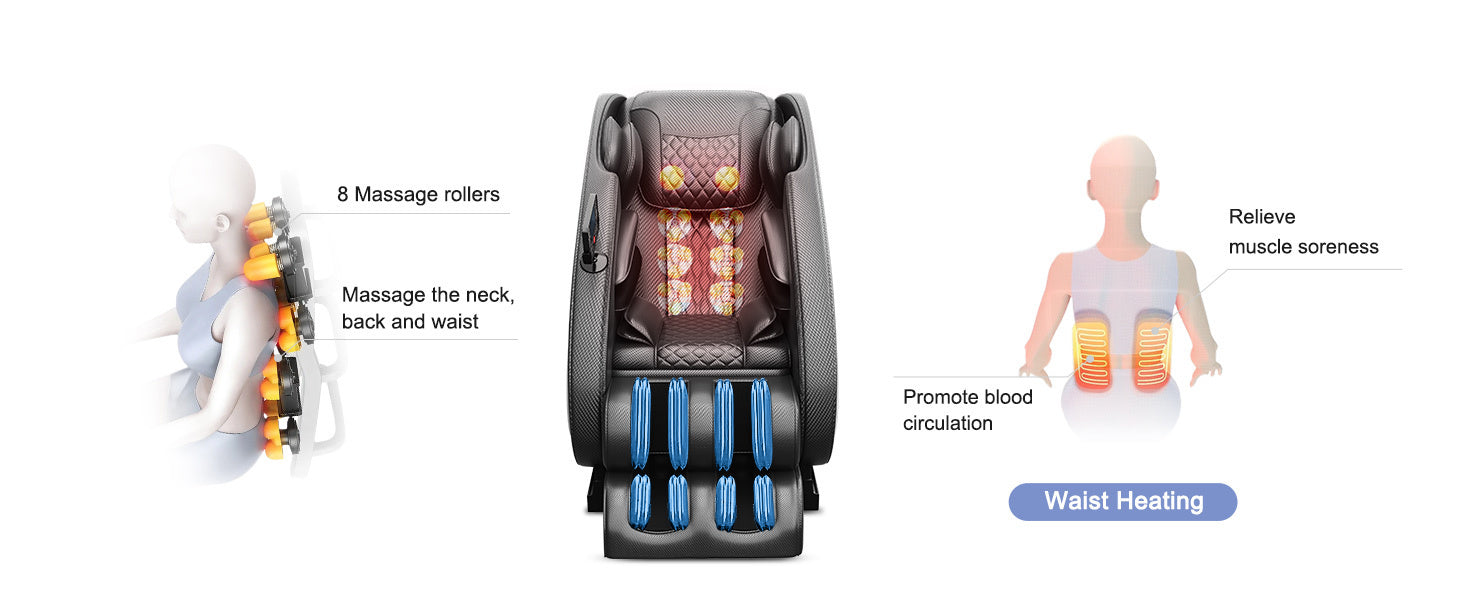 Massage Chair Blue-Tooth Connection and Speaker, Easy to Use at Home and in The Office and Recliner with Zero Gravity with Full Body Air Pressure, 001, 50D x 26W x 40H in, Black3