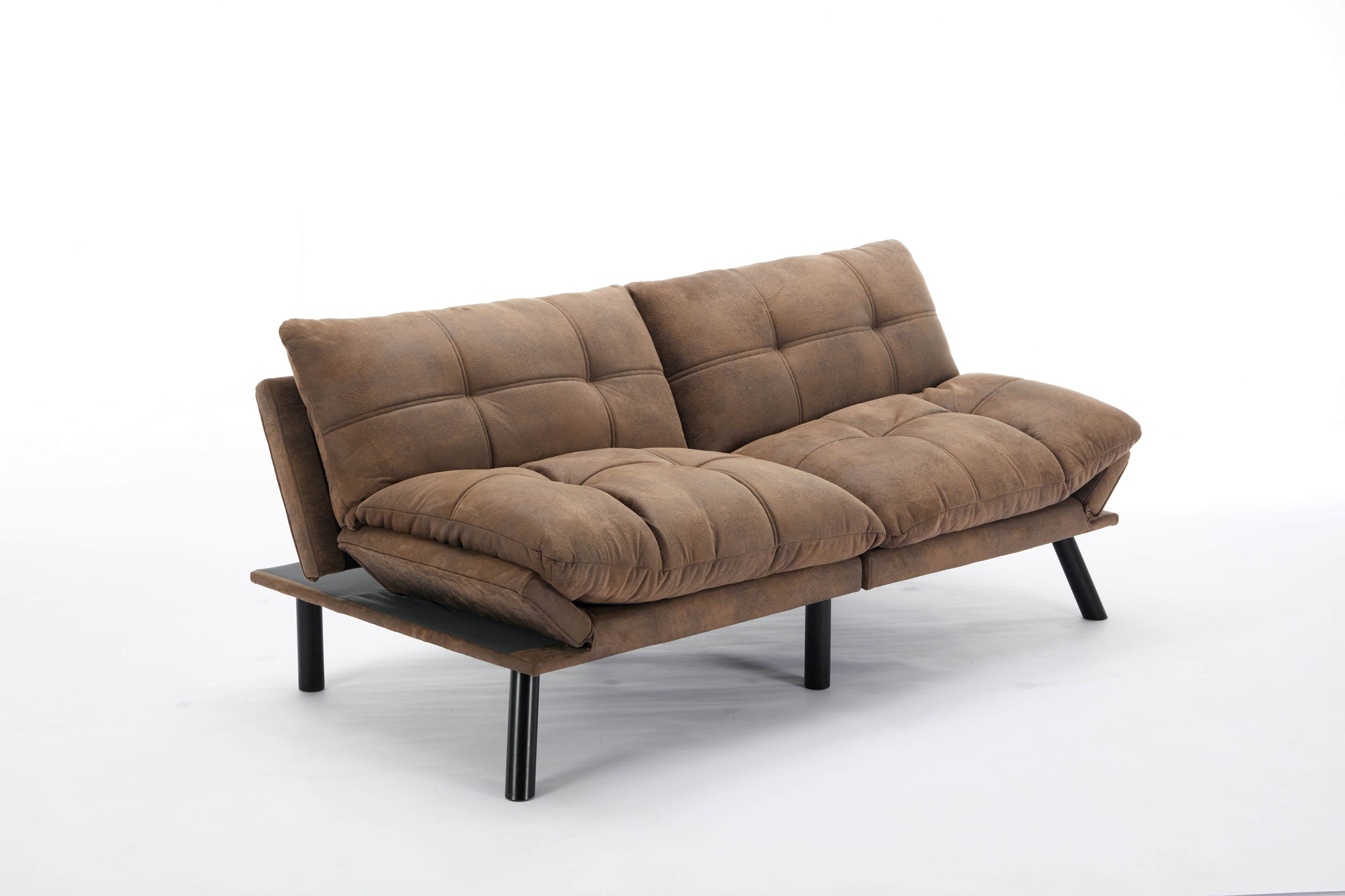 Leatehr Feeling Brown Convertible Folding Modern sofa Bed