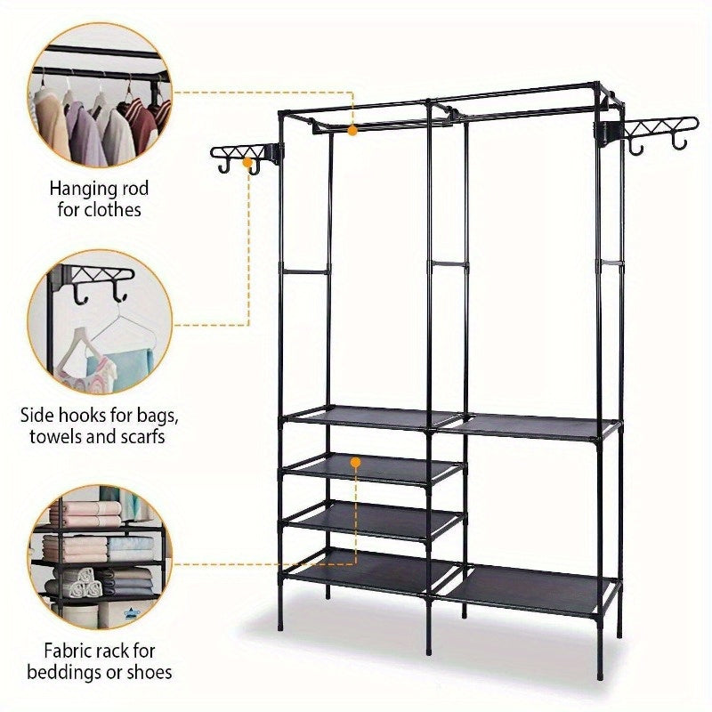 Heavy Duty Clothing Rack Hanging Clothes Freestanding Wardrobe for Clothing and Shoes