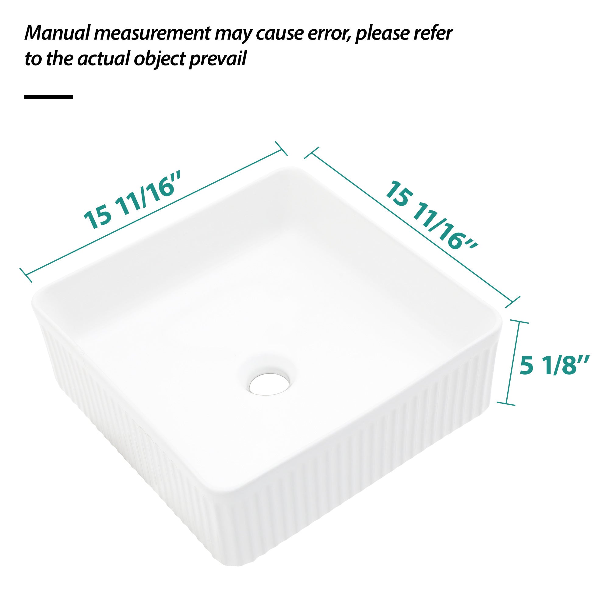 15.69"x15.69" White Ceramic Square Vessel Bathroom Sink