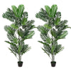 2pcs Large Artificial Plants Fake Palm Tree Tropical Palm Leaves Faux Palm Plants Tall Tree Indoor Real Touch Plastic Monstera Leaves for Home Garden Outdoor Office Decor