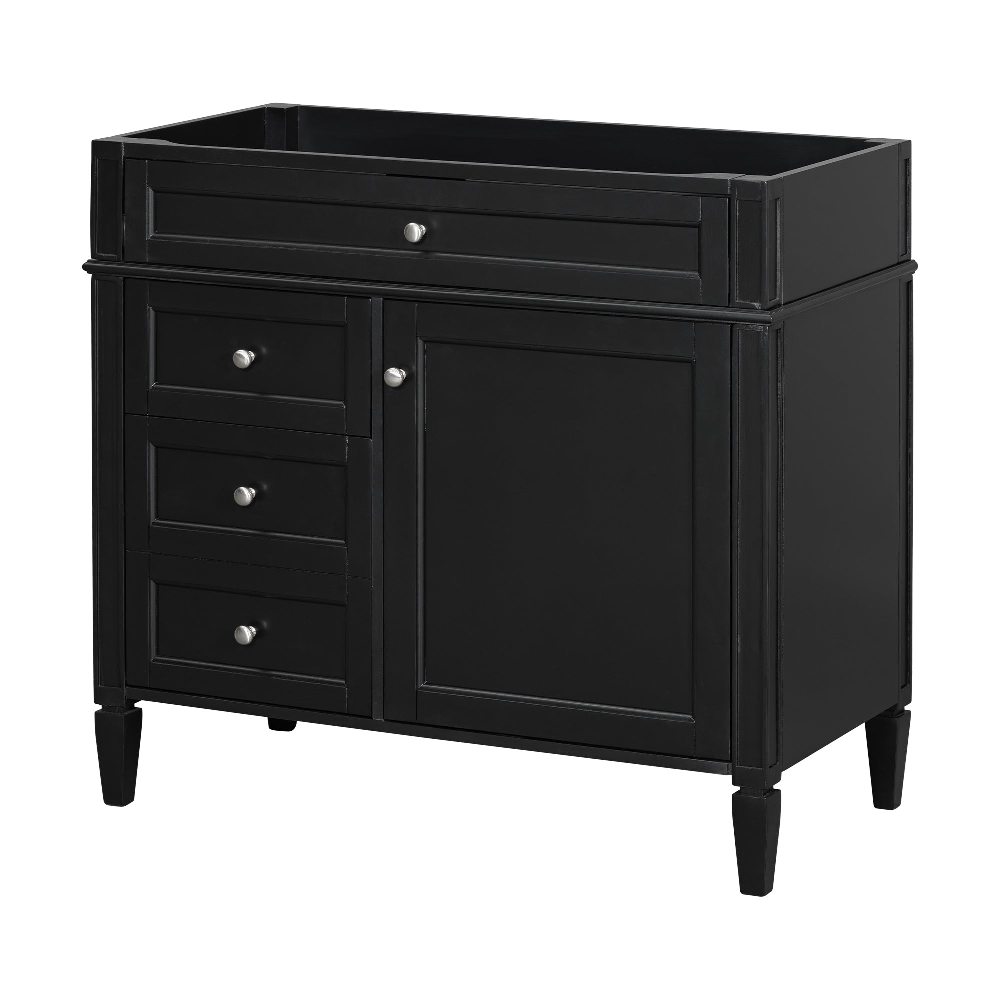 36'' Bathroom Vanity without Top Sink, Modern Bathroom Storage Cabinet with 2 Drawers and a Tip-out Drawer, Solid Wood Frame (NOT INCLUDE BASIN SINK)