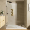 32 x 68 in Frameless Fixed Shower Screen - 32 x 68 in / Matte Black Clamp view 1