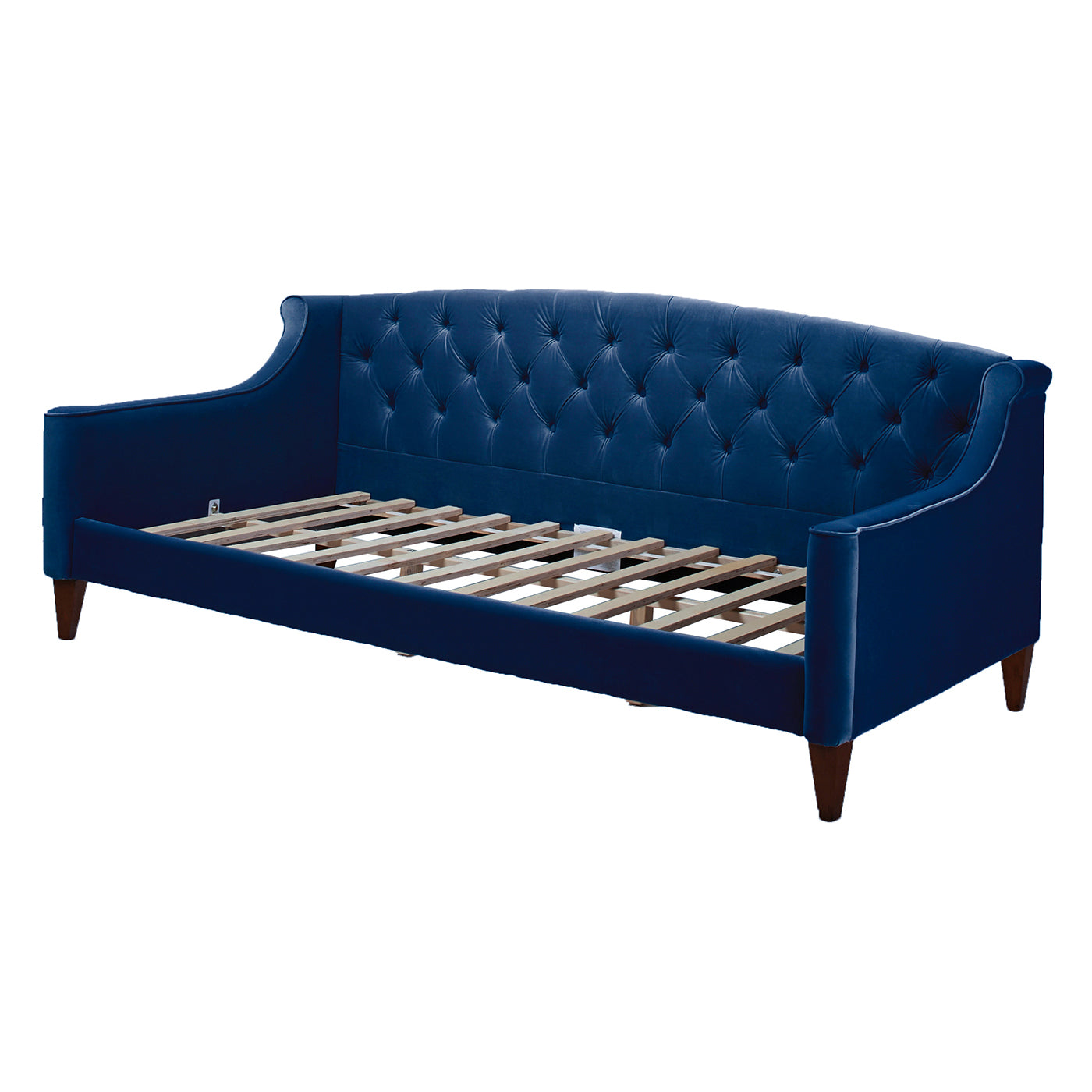 Lucy Upholstered Button Tufted Sofa Bed, Navy Blue Velvet